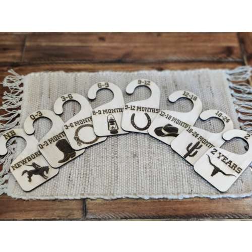 Western Country Baby Closet Clothes Dividers | Custom Gifts | Baby Shower | Nursery | Cowboy | Rustic | Wood Laser Cut Engraved Organization