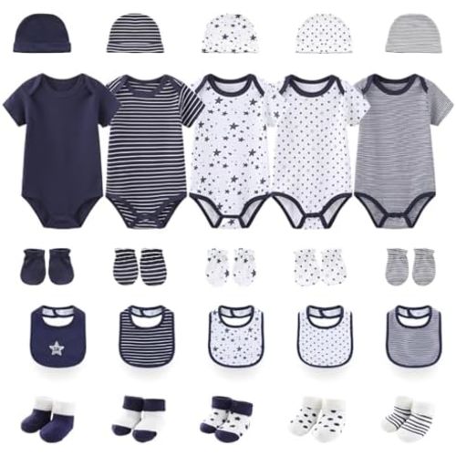 Newborn Baby Layette Gift Set 25-Piece Infant Boy Girl Clothes Essentials and Accessories 0-12 Months