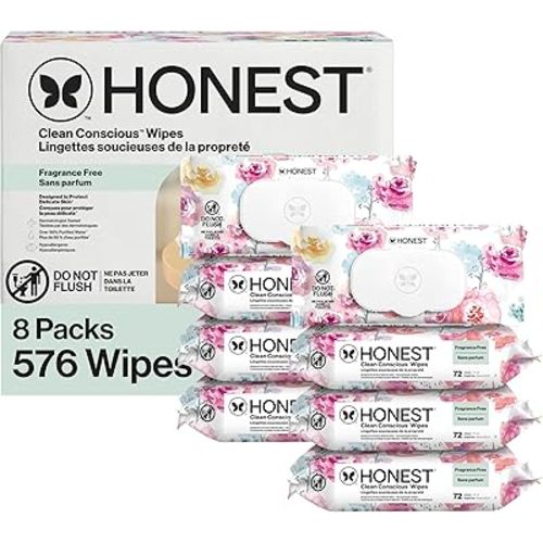 The Honest Company Hypoallergenic Multi-Use Baby Wipes for Sensitive Skin, Rose Blossom, 576 Count