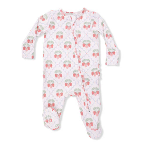 Sweet Strawberries - 2 Way Ruffle Back Zipper Footie