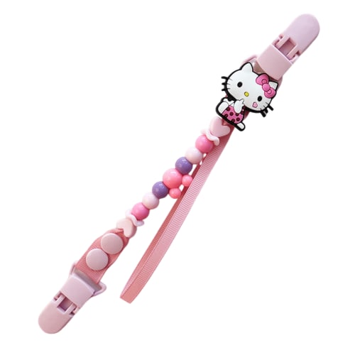 HEXNNHA 2-in-1 Cartoon Hello Kitty Pacifier Clip & Handkerchief Holder, Baby Teether Toy Leash Strap, Adjustable Anti-Drop Chain for Stroller, Crib, Car Seat QH91-052