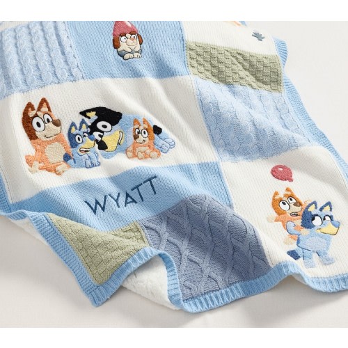 Bluey Sherpa-Backed Patchwork Knit Toddler Blanket