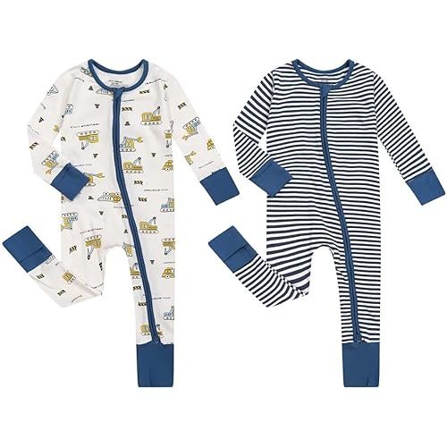Baby 2 Pack Cotton Pajamas with Mittens and Feet Cuffs