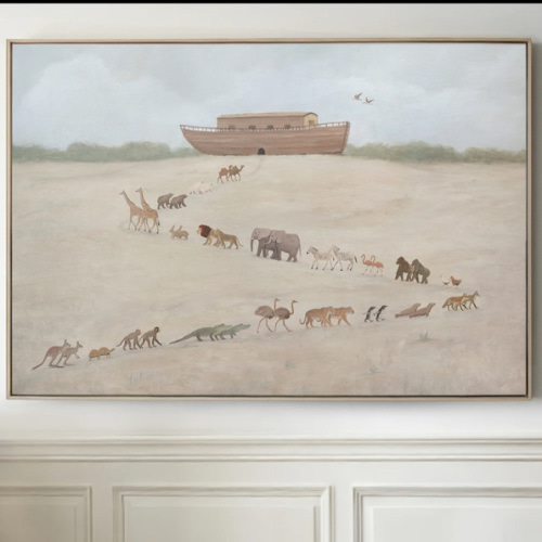 Noah’s Ark | Christian Canvas Wall Art | Soft Neutral Palette of Peace – Christian Modern