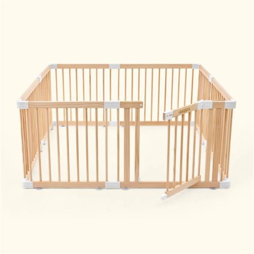 HARPPA Wooden Baby Gate Playpen | Non-Toxic Foldable DIY Adjustable Play Yard for Infants & Toddlers – Natural Finish Baby Fence for Small & Large Spaces