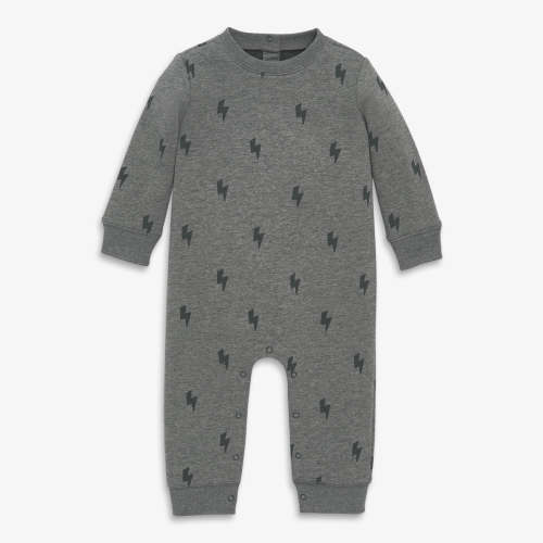 Clearance baby cozy fleece sweatshirt romper in mini bolts | Primary.com