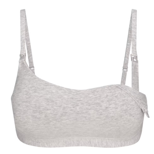 COTTON JERSEY MATERNITY NURSING SCOOP BRALETTE | LIGHT HEATHER GREY