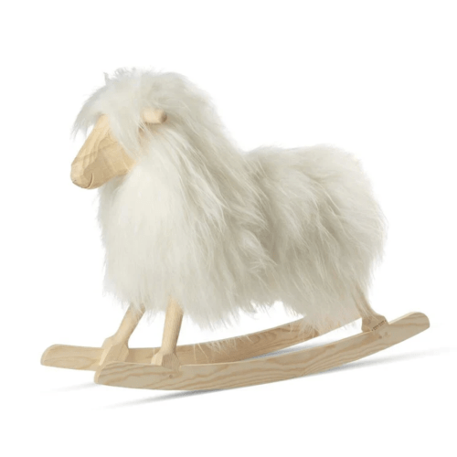 Long Wool Rocking Sheep in Off White