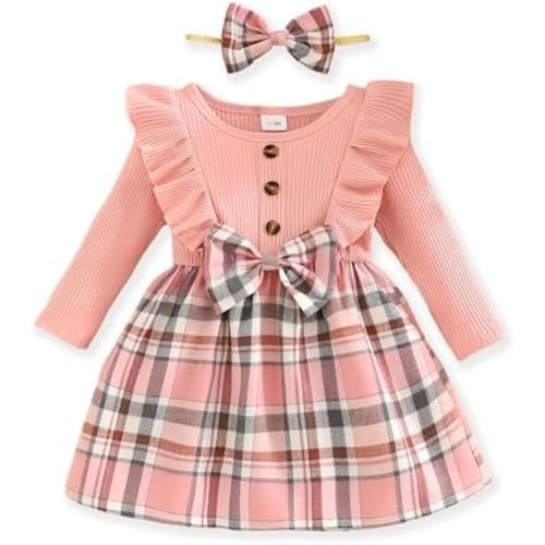 Baby Long Sleeve Fall Dress Baby Girl Clothes Ruffle Toddler Casual Dress Infant Cute Clothes Winter Outfits