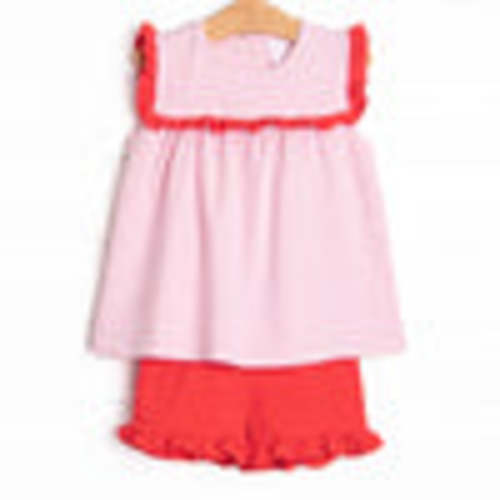 Bonnie Ruffle Short Set, Red and Pink Stripe – Stitchy Fish