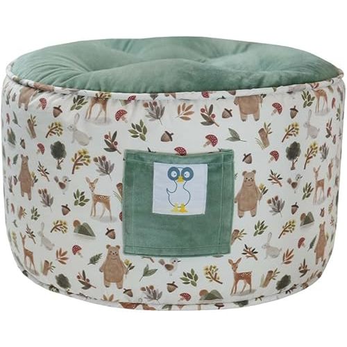 GooseWaddle Soft and Comfortable Kids Ottoman Toddler Pouf Seating for Your Little One's Playroom or Nursery (Cedar Sage)
