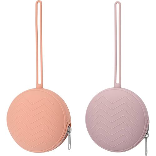 2 Pack Silicone Pacifier Holder Case, BPA-Free Silicone Newborn Pacifier Holder for Baby Boys & Girls, Travel Pacifier Storage Case for Diaper & Strollers (Muted/Lilac)