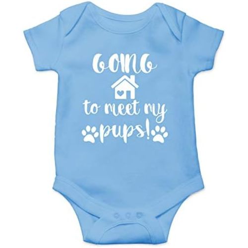 Going To Meet My Pups - Funny Baby Essentials Bodysuit - Newborn Boy Clothes Baby Girl Romper