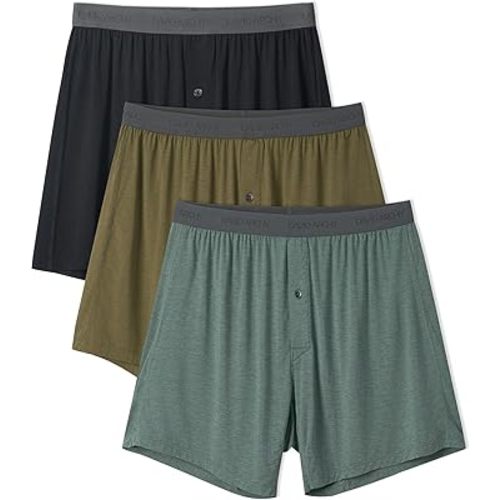 DAVID ARCHY Men's Bamboo Rayon Boxers Breathable Cooling Mens Boxer Shorts with Button Fly Relaxed Fit Underwear 3/4/5 Pack