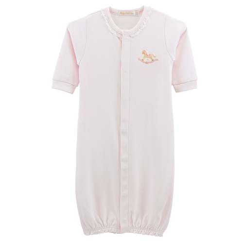 Cute Rocking Horse - Pink Convertible Gown with Lace Trim