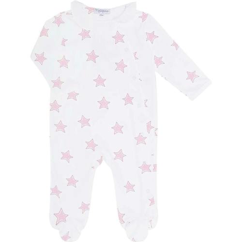 Pink Stars Print Crossover Footie