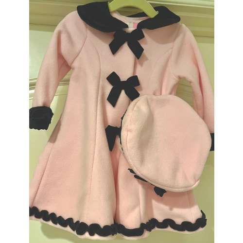 Vtg 18 mo Sophie Rose Pink Fleece Velvet Dress Coat and Hat