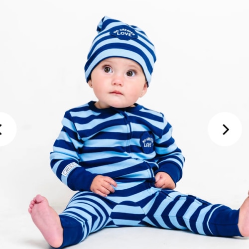 No Greater Love Blue Footless Onesie Cotton