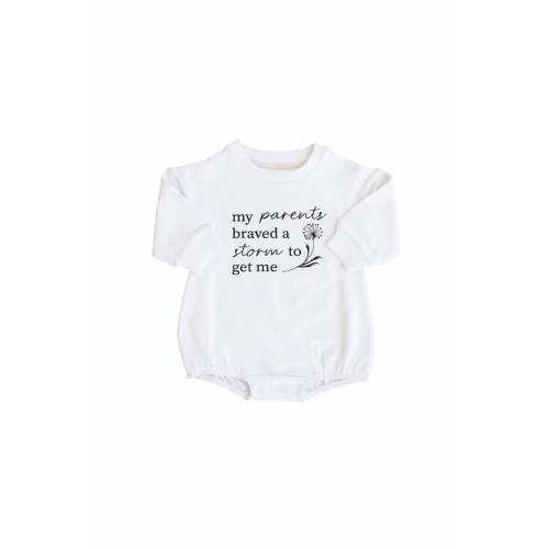 Braved The Storm Graphic Sweatshirt Bubble Romper | White