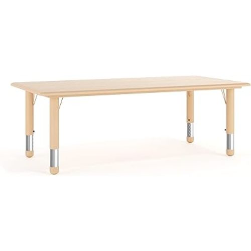 Flash Furniture Wren Adjustable Classroom Activity Table for School and Home, Plastic Activity Table for Kids, 23.625" W x 47.25" L, Natural