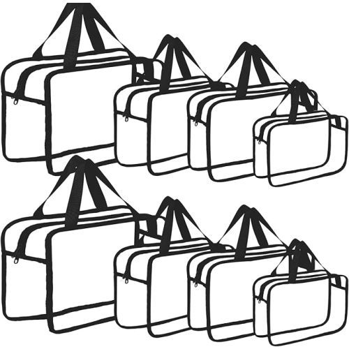 8 Packs 8 Colors Large Toy Storage Bags with Zipper and Labels, Clear PVC Waterproof Toy Organizers Bags for Board Games, Puzzles Pieces, Building Blocks, Handmade Accessories, Kid Books