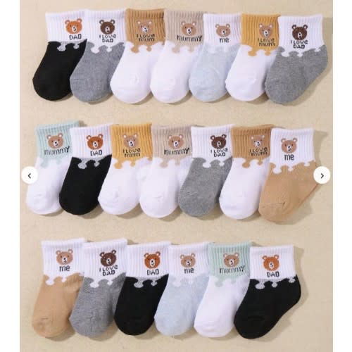 20 Pairs Fruit Color Bear Jacquard Elastic Short Socks