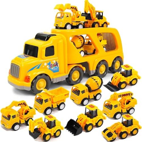 Veslier Construction Truck Toys for Boys Girls Age 3 4 5 6 Years Old，Carrier Transport Trucks for Kids 3-4 3-5 Year Old，Christmas Birthday Gift Toddler Toys.