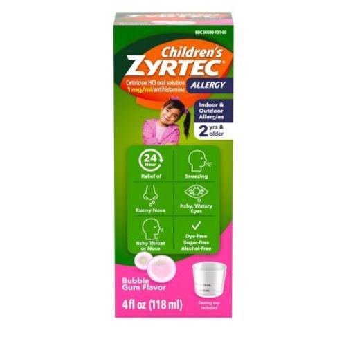 Children's Zyrtec 24 Hour Allergy Relief Syrup - Bubble Gum - Cetirizine - 4 fl oz: Contains Antihistamine, 5mg Strength
