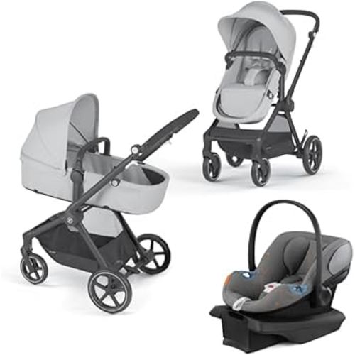 Cybex EOS 5-in-1 Travel System Stroller + Lightweight Aton G Infant Car Seat, Lava Grey