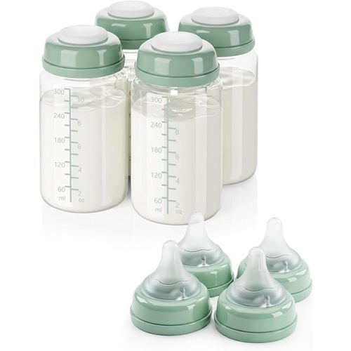 10oz Breast Milk Storage Bottle Set Compatible with Momcozy 22oz Portable Breast Milk Cooler, Breast Milk Storage Bottle Replacement Set Compatible with Spectra S1/S2/9 Plus/SG/Motif Luna
