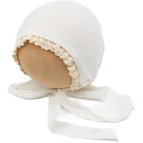 Newborn Photography Wrap Prop Newborn Photoshoot Outfits Ruffle Bonnet Baby Girl Boy Photo Lace Edge Hat Set