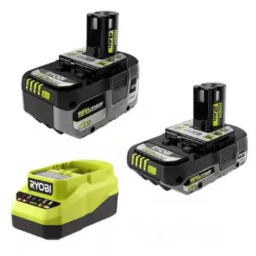 RYOBI ONE+ 18V Lithium-Ion Starter Kit with (1) 2.0 Ah Battery, (1) 4.0 Ah Battery, and Charger PSK1212SB