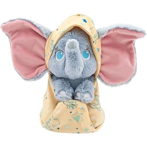Disney Store Official Dumbo Plush with Blanket Pouch - Disney Babies Plushy in Baby Swaddle - Kids Toy for Those who Love Plush Figure Toys, Cute Plushies, & Baby Stuffed Animals - Small - 10"