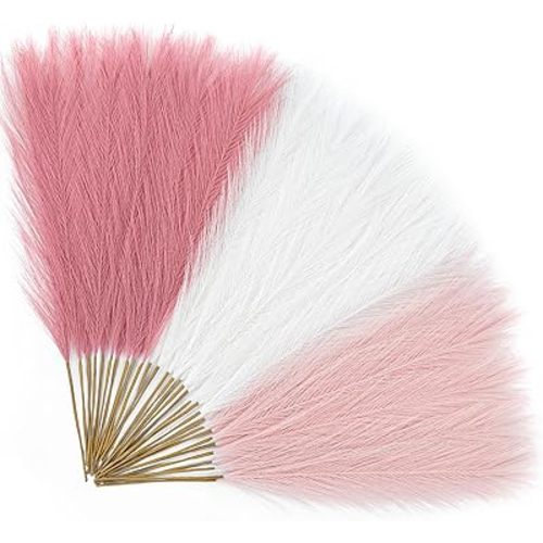 Alecono 𝟯𝟬𝙋𝙘𝙨 Pampas Grass 17in, Pink Pampas Grass Decor for Home Decoration, Faux Pampas Grass Wall Decor for Wedding Centerpieces Party Decorations(Blush, Cream, Pink)