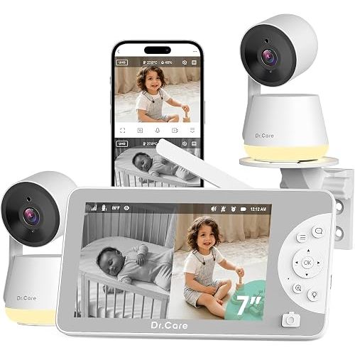 Dr.Care LumiView Max 7" Smart WiFi Baby Monitor with 2 Camaras, 1080P FHD