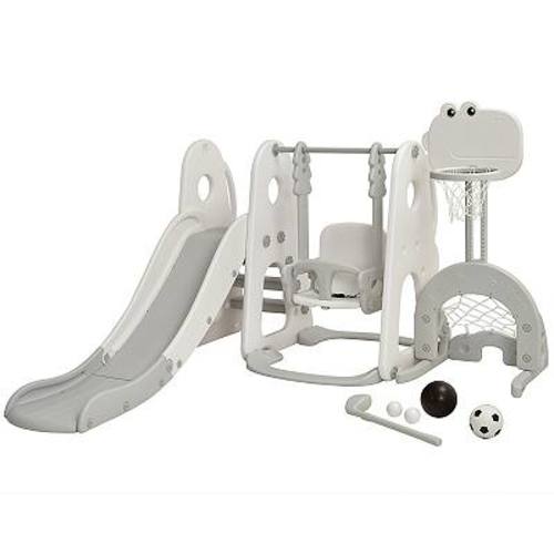 Costway 6-in-1 Toddler Slide and Swing Set Climber with Ball Games