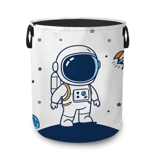 Laundry Hamper,Astronaut Outer Space Collapsible Laundry Basket with Handles,Rocket Planet Waterproof Oxford Cloth Clothes Organizer for Bedroom Bathroom Dorm Nursery,16 x 20 Inch