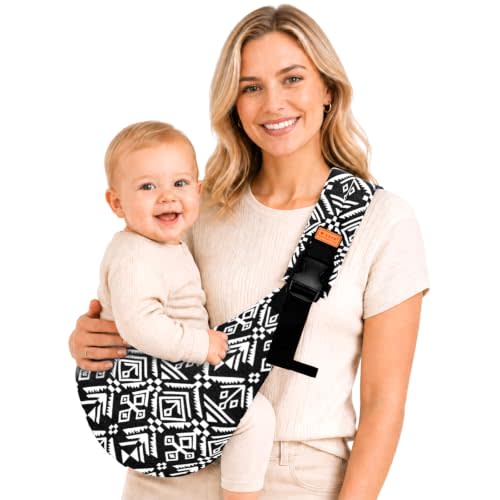 Baby Sling Carrier, Baby Carrier Newborn to Toddler with Adjustable Strap, Non-Slip Baby Half Wrapped Sling Hip Carrier 10-30lbs (Black Sailboat)