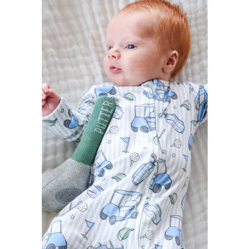 Zipper Footie in Caddie Crew Blue | Caden Lane