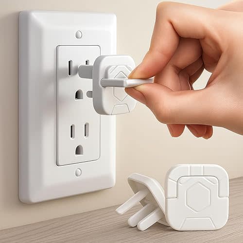 60 Pack Outlet Covers Baby Proofing with Pull Handle- Plug Covers Baby Proofing- White Baby Proof Outlet Covers 3 Prong Child Proof Outlet Cover- Shock Prevent Plug Protectors Baby Proof Plug Covers