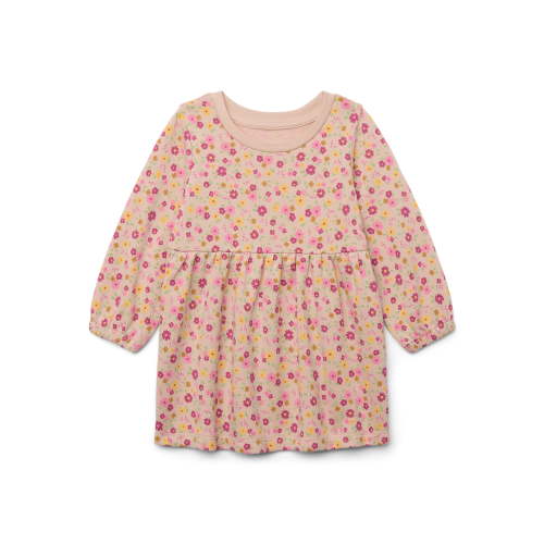 Garanimals Baby Girls Print Babydoll Dress with Long Sleeves, Sizes 0M-24M