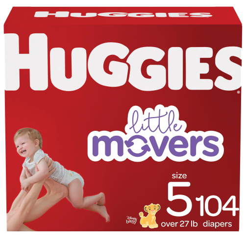 Huggies Little Movers Baby Diapers, Size 5, 104 Ct