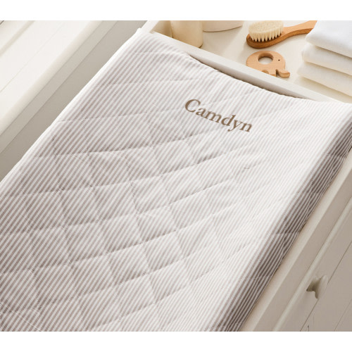 Oxford Stripe Quilted Changing Pad Cover