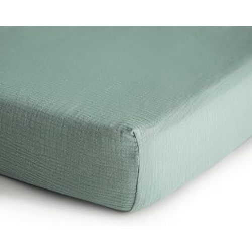 mushie Extra Soft Muslin Fitted MINI Crib Sheet | 24"x 38" (Roman Green)