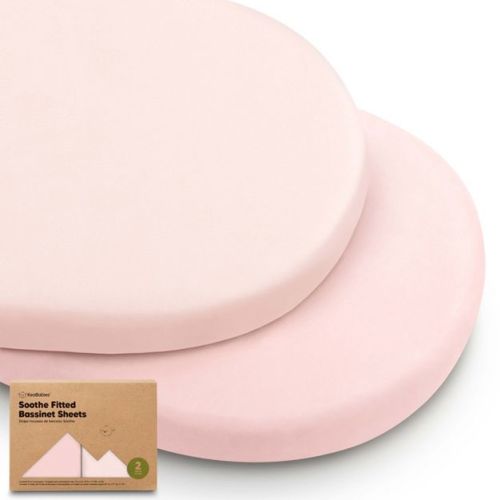 KeaBabies Organic Bassinet Sheet for Baby Girls, Boys, 2-Pack Soothe Bassinet Fitted Sheets, Bedside Bassinet Mattress Sheet (Mist Rose)