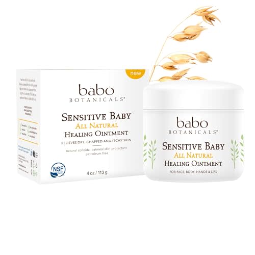 BABO Botanicals 70+% Organic Sensitive Baby All Natural Healing Ointment with Medical Grade Colloidal Oatmeal, Unscented 4 Ounce