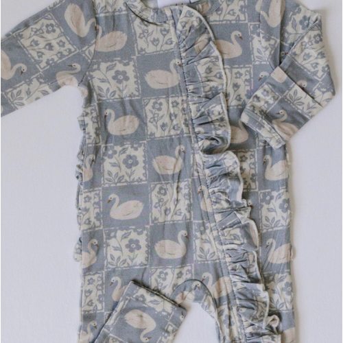 Bamboo Zipper Romper - Vintage Swan – Pine Kids Co