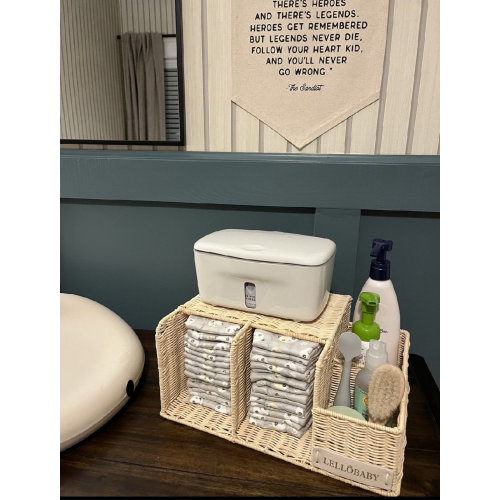 LELLOBABY™ X Hampton BABY - Deluxe Rattan Diaper Caddy - Perfect Nursery Assistant