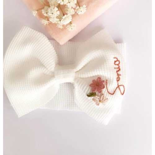 Gift for newborn/Headband with Name Baby Girl/baby shower gift/Custom Headwrap Bow Soft Baby Headband Bow Embroidered stretch