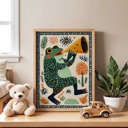 Frog Playing Tuba Nursery Poster | Music Wall Art for Kids Room | Funny Frog Poster | | Cute Animal Print | Playroom Decor | Baby Gift